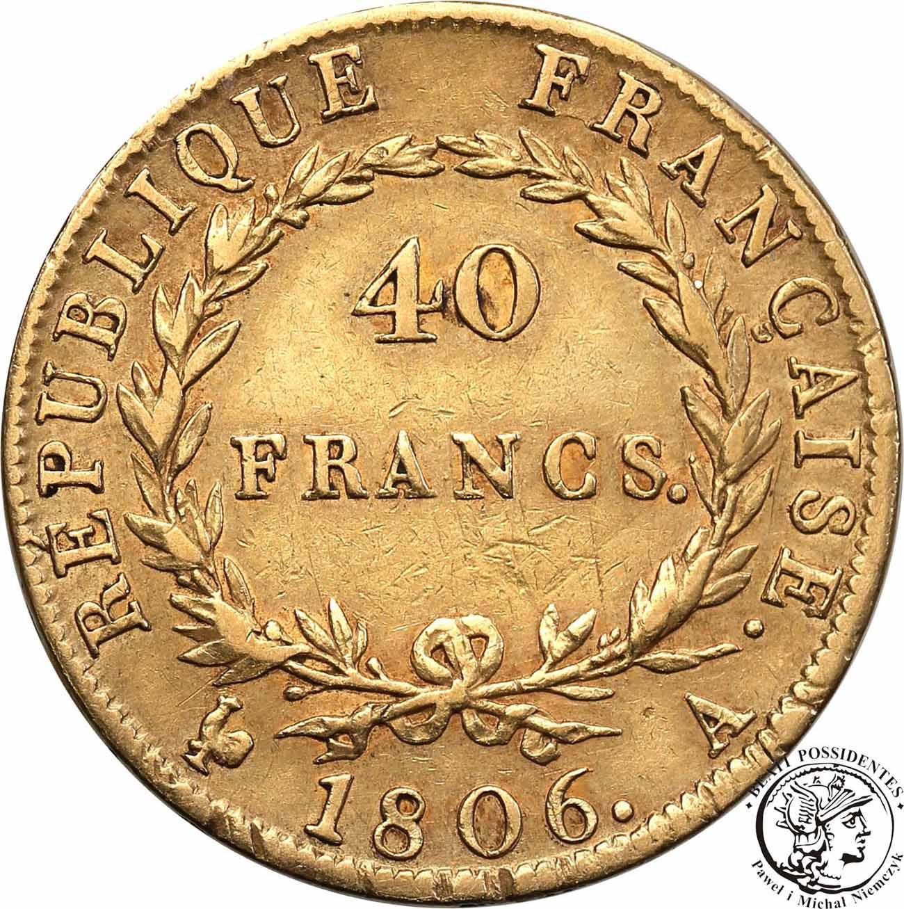 Francja Napoleon I Bonaparte 40 Franków 1806 A st. 3