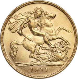 Wielka Brytania. Jerzy V 1/2 suwerena 1911