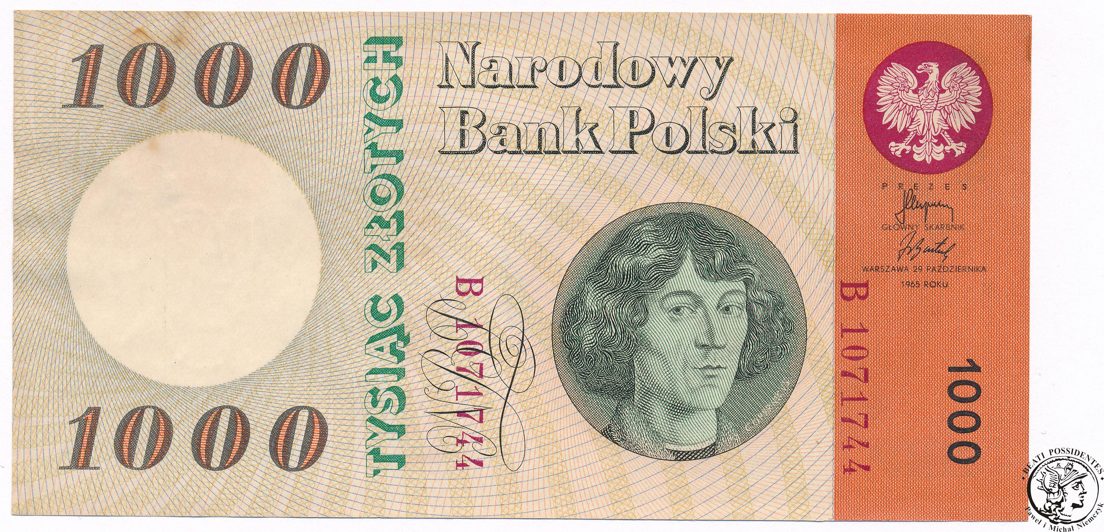 Banknot 1000 złotych 1965 Kopernik seria B 