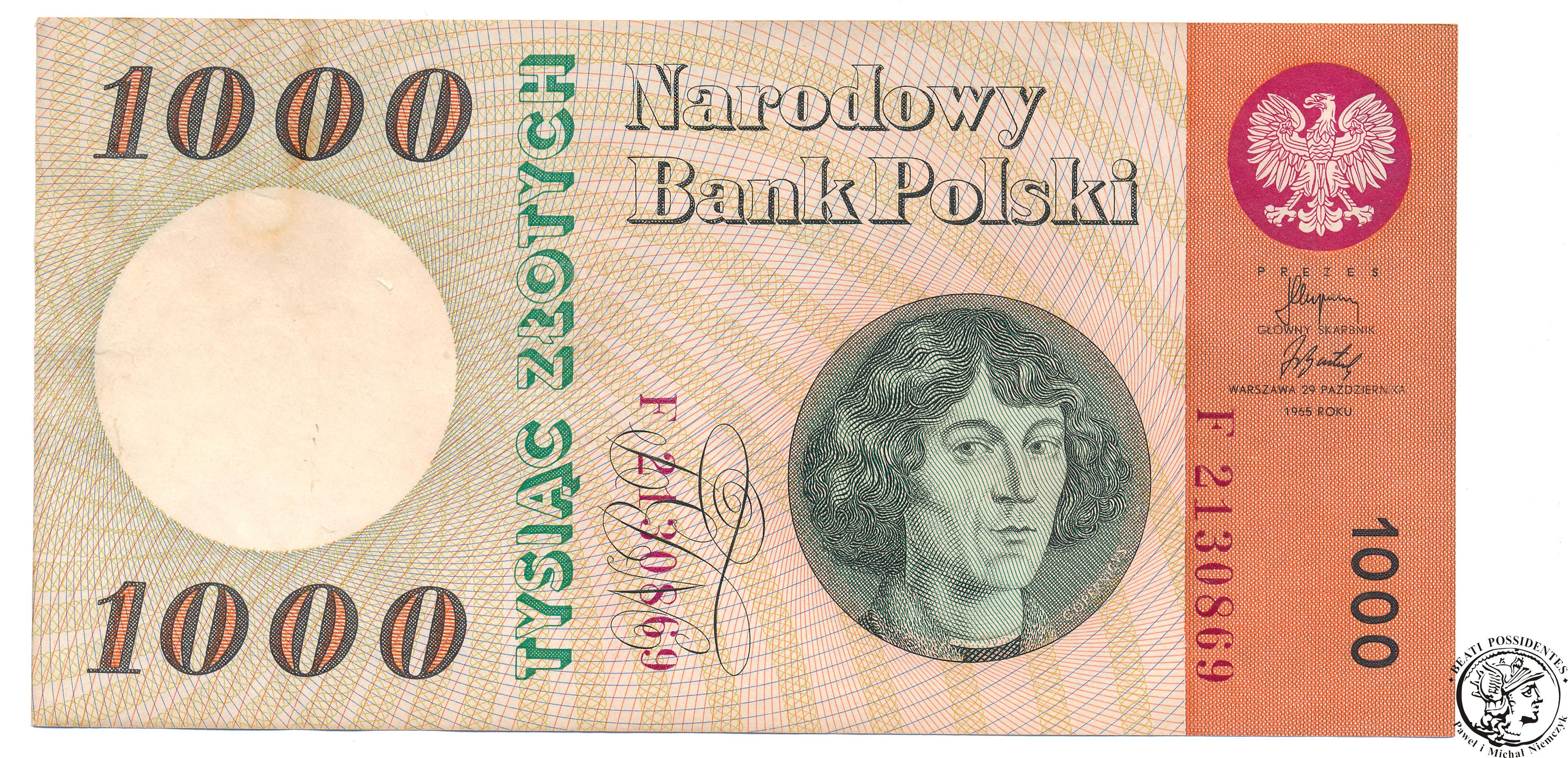 Banknot 1000 złotych 1965 Kopernik seria F 