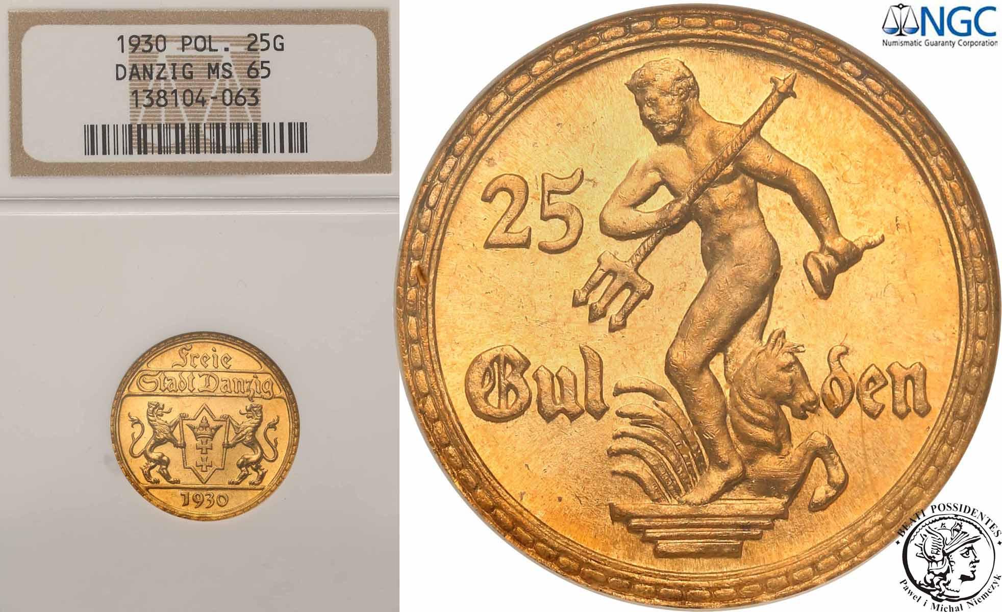 Polska Wolne Miasto Gdańsk 25 guldenów 1930 NGC MS65