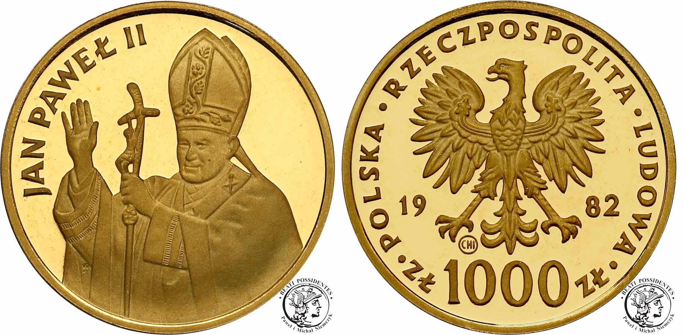 Set Jan Paweł II Papież zestaw 1982 złoto + srebro, stempel lustrzany
