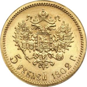 Rosja. Mikołaj II 5 rubli 1902 AP, Petersburg