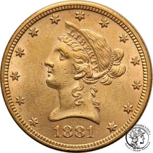 USA 10 dolarów głowa 1881 st. 1-/2+