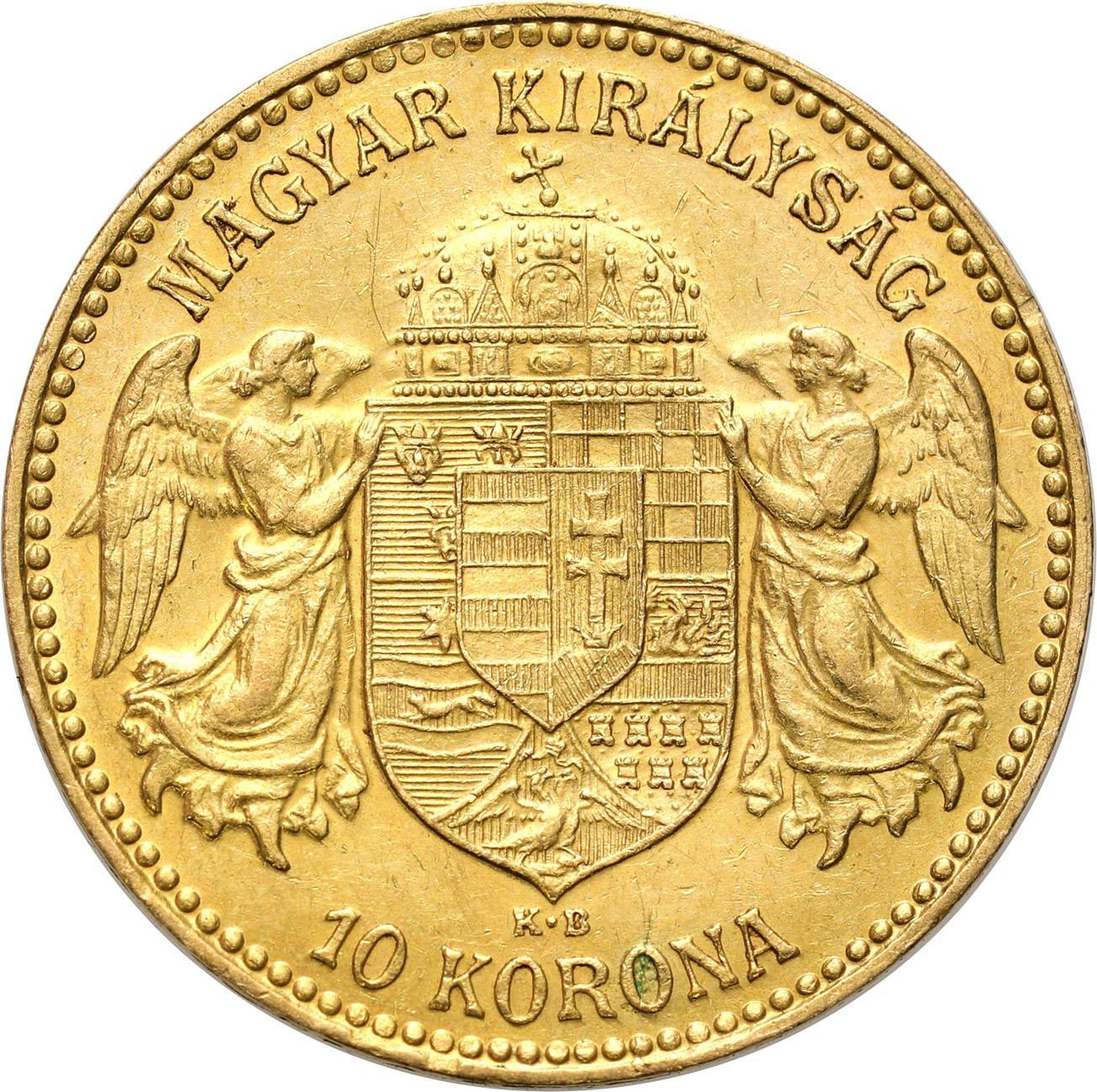 Węgry. Franciszek Józef 10 koron 1911 KB - PIĘKNE