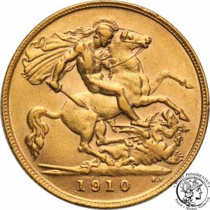 Wielka Brytania 1/2 suwerena 1910 Edward VII st. 1-