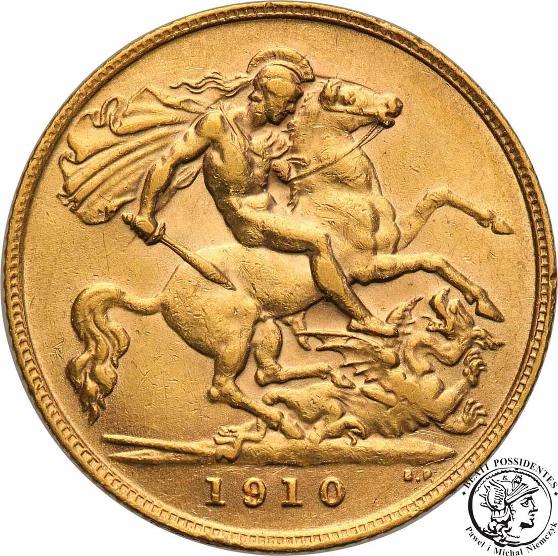 Wielka Brytania 1/2 suwerena 1910 Edward VII st. 1-
