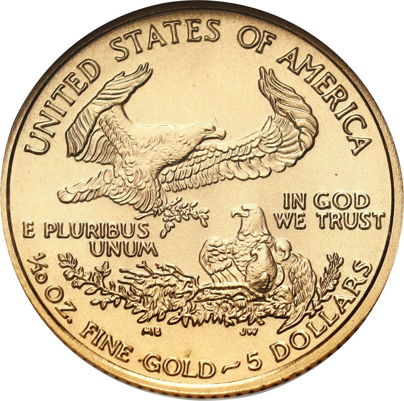 USA. Złote 5 dolarów 2006 Orzeł (Eagle) 1/10 uncji złota NGC MS69 PIERWSZE BICIE