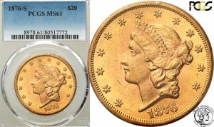 USA 20 dolarów 1876 S San Francisco PCGS MS61