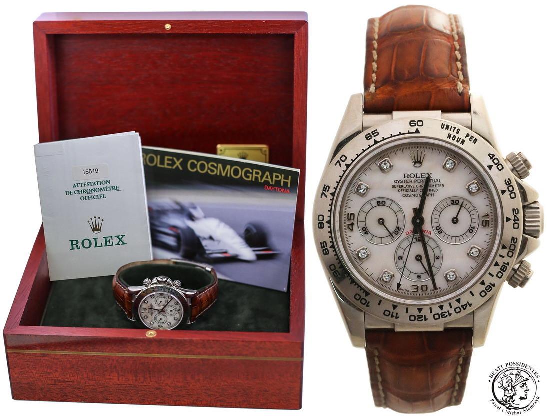 Zegarek ROLEX Daytona 16519 Białe złoto tarcza z masy perłowej i Brylanty