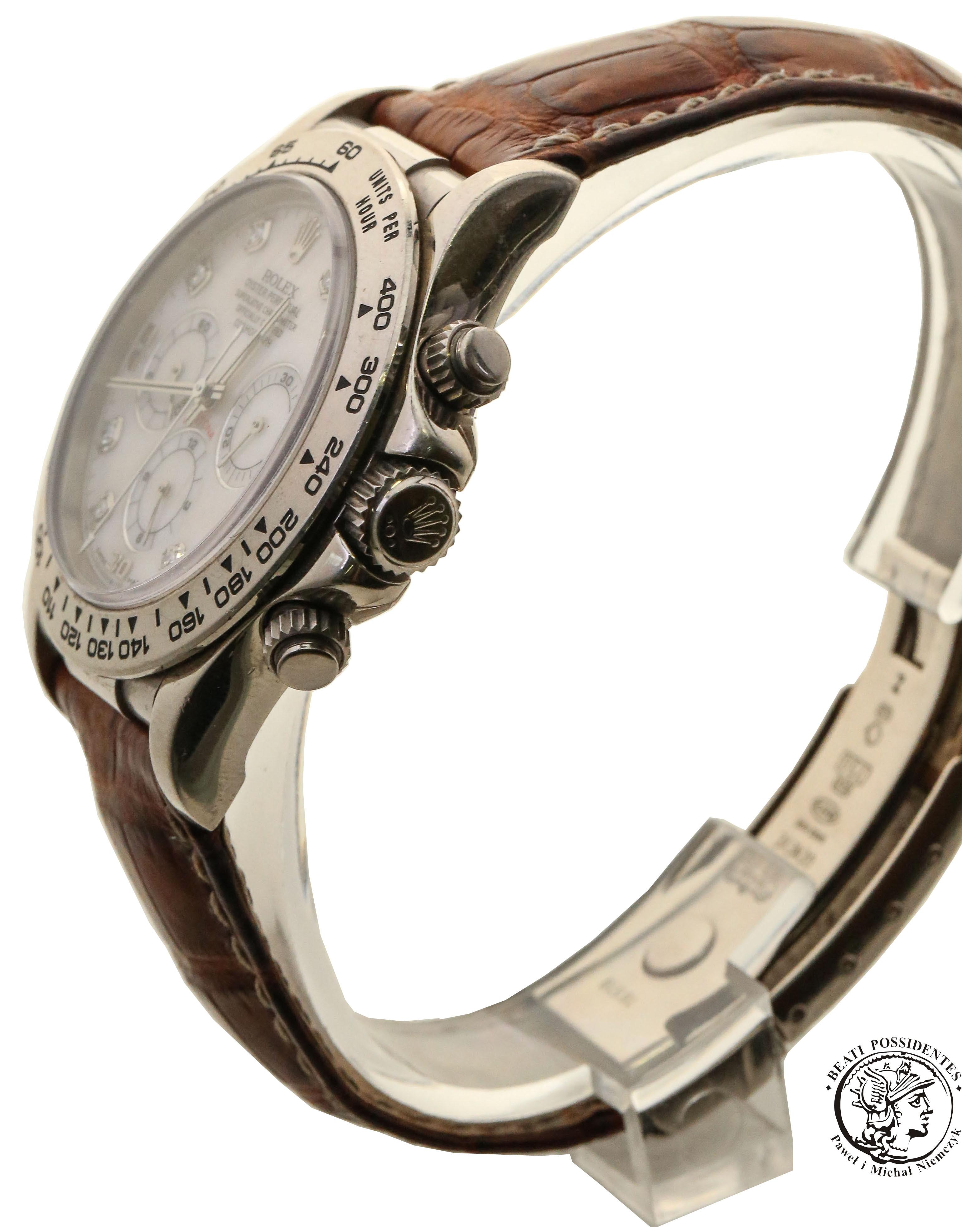 Zegarek ROLEX Daytona 16519 Białe złoto tarcza z masy perłowej i Brylanty