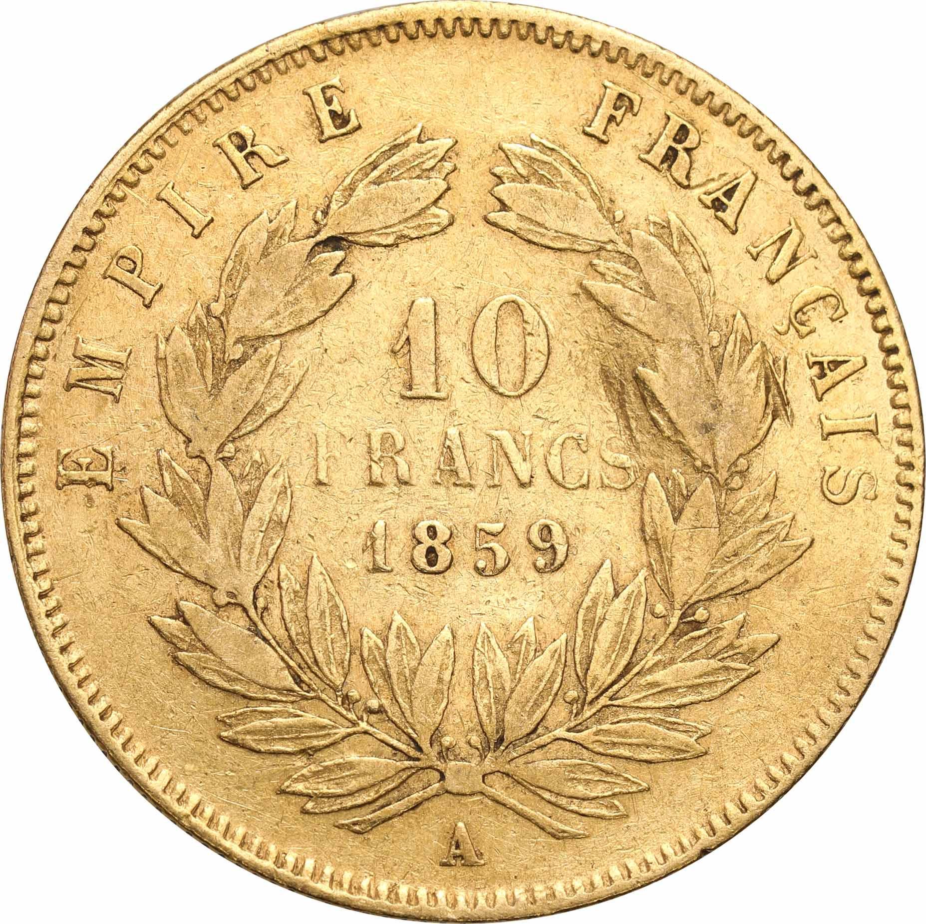 Francja Napoleon III 10 Franków 1859 BB, Strasbourg
