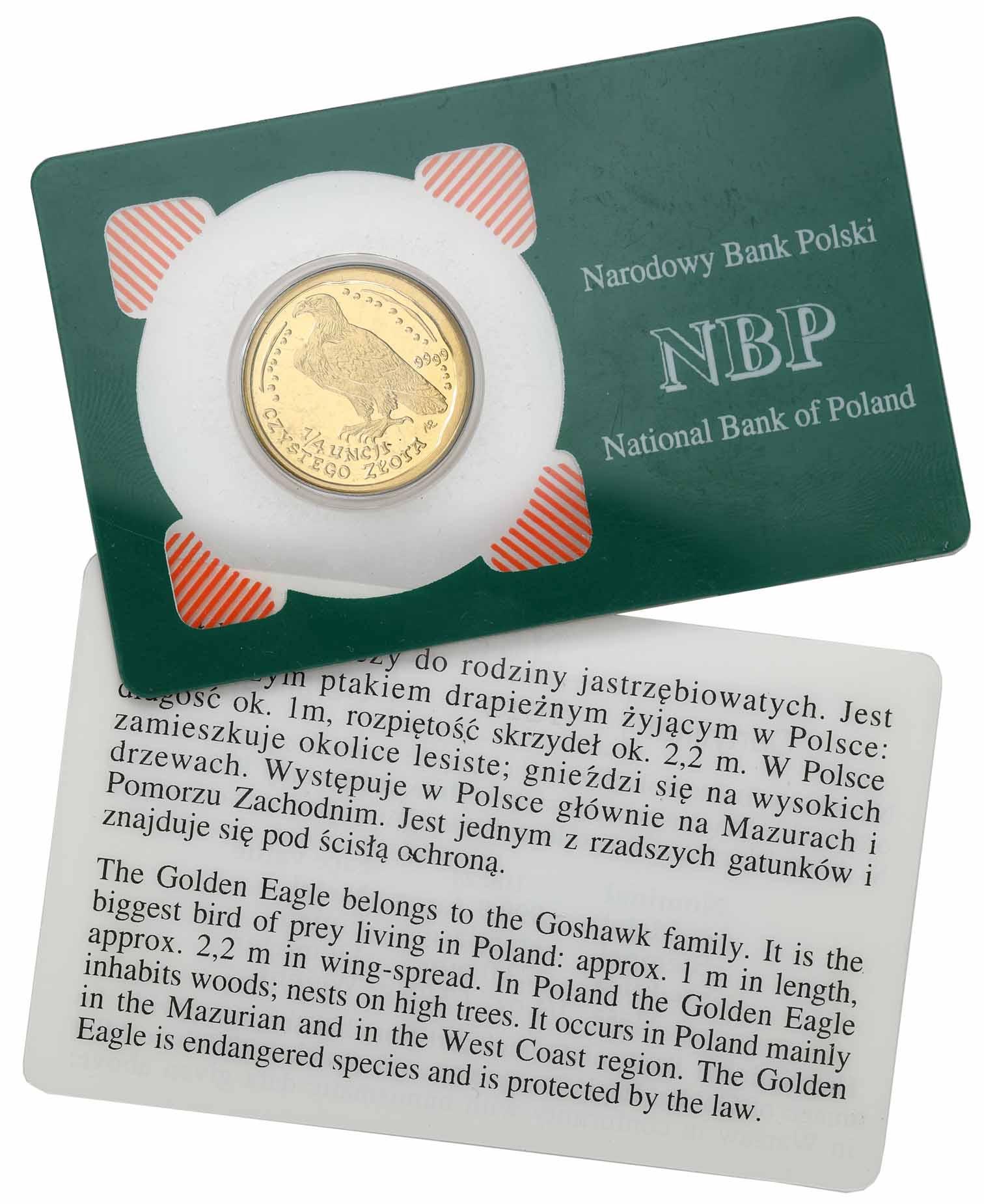 Polska. 100 złotych 1996 Orzeł Bielik – 1/4 UNCJI ZŁOTO