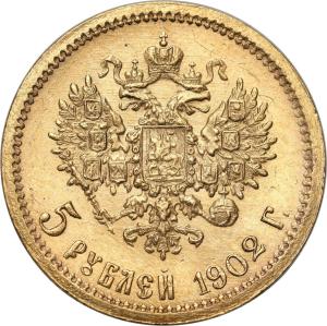 Rosja. Mikołaj II 5 rubli 1902 AP, Petersburg - PIĘKNE