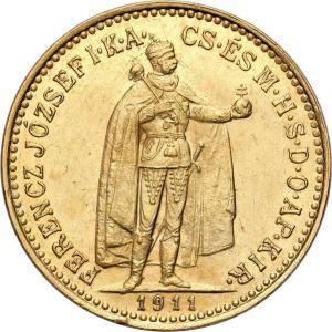 Węgry. Franciszek Józef 10 koron 1911 KB - PIĘKNE