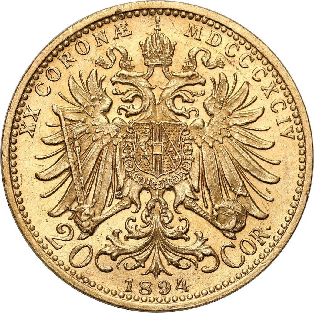 Austria. 20 Koron 1894 Franciszek Józef I - STARE BICIE