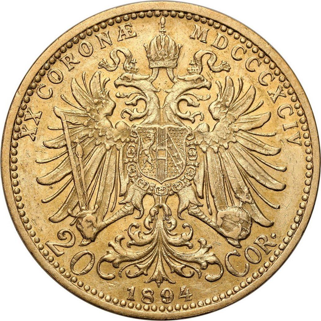Austria. 20 Koron 1894 Franciszek Józef I - STARE BICIE
