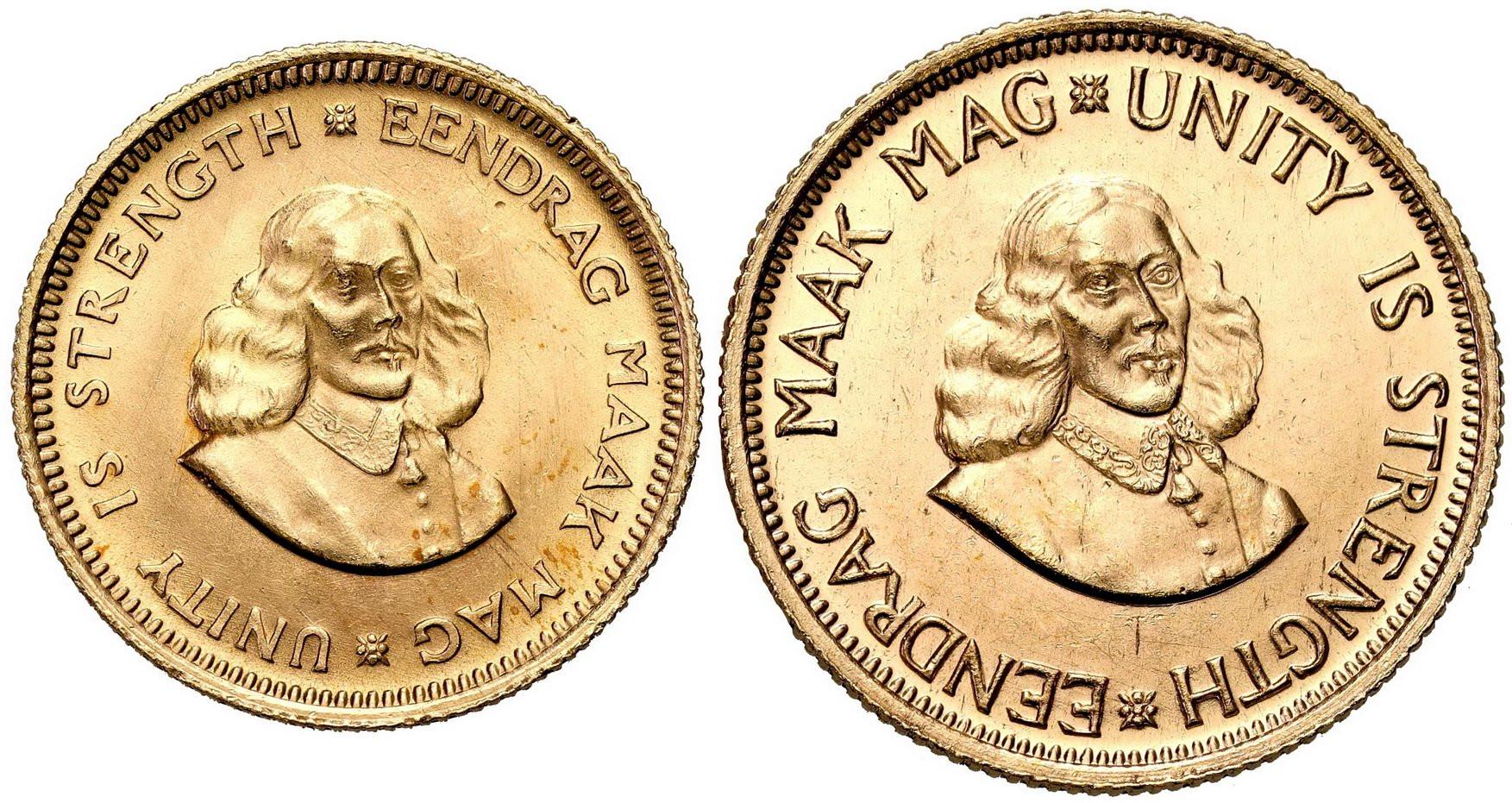 Pierwsze złote monety RPA. 1 rand 1967 + 2 randy 1967 w pudełku - ZŁOTO