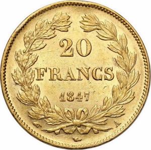 Francja. Ludwik Filip I 20 franków 1847 A