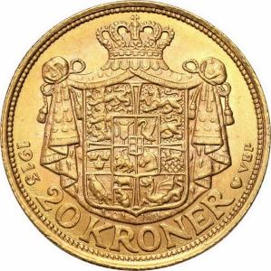 Dania. 20 koron (kroner) 1913