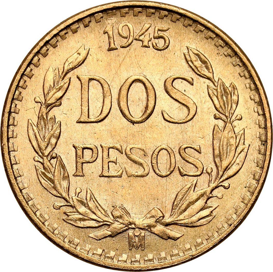 Meksyk. 2 pesos 1945 - ZŁOTO