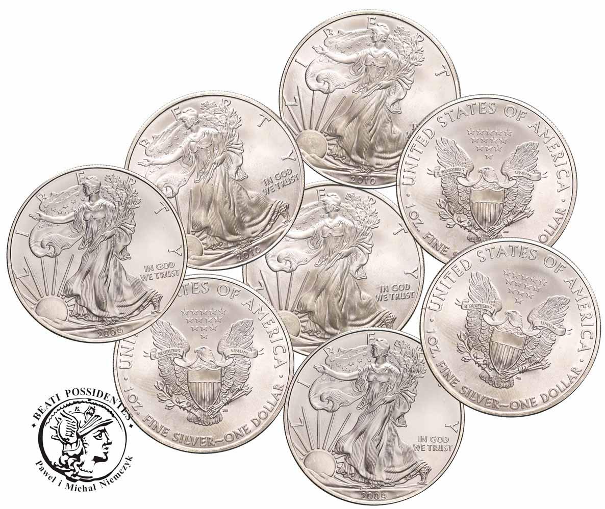 USA 1 dolar 2009 + 2010 Liberty (1 uncja srebra) st.1