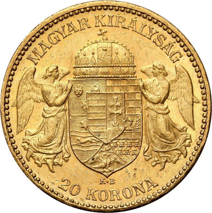 Węgry. Franciszek Józef I 20 Koron 1893 - PIĘKNE