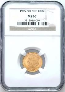 II RP. 10 złotych 1925 Bolesław Chrobry NGC MS65 - PIĘKNY