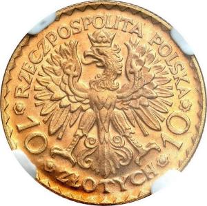 II RP. 10 złotych 1925 Bolesław Chrobry NGC MS65 - PIĘKNY