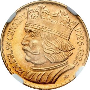II RP. 10 złotych 1925 Bolesław Chrobry NGC MS65 - PIĘKNY