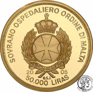 Malta Zakon 50000 lirów 2005 Jan Paweł II 5 uncji złota .999 st. L