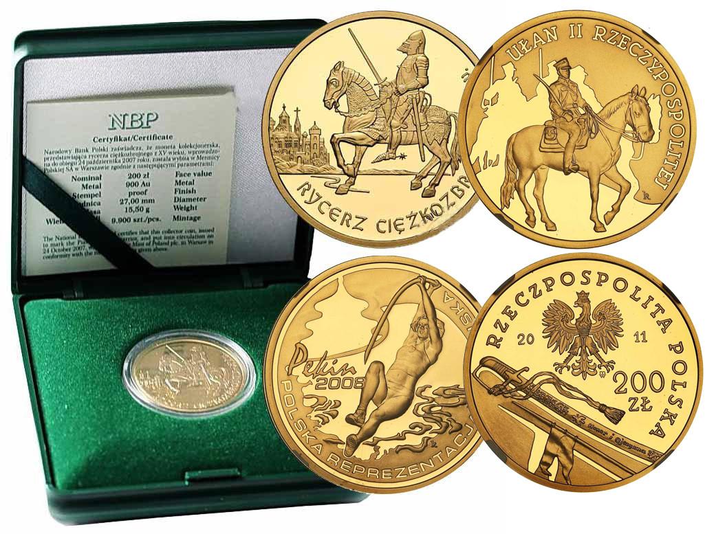 Złote Polskie 200 Złotych – zielone pudełka NBP - Różne