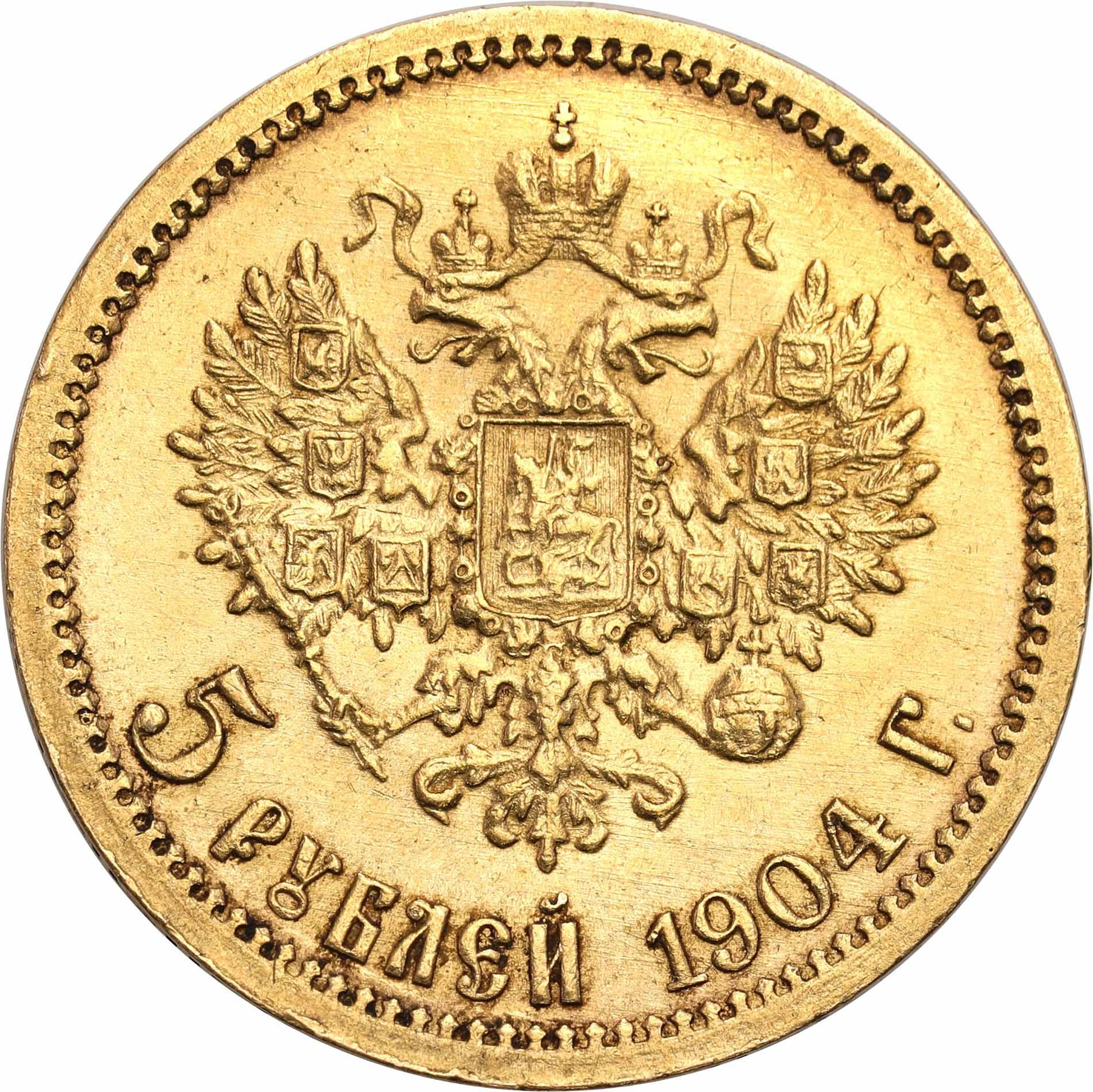 Rosja. Mikołaj II 5 rubli 1904 AP, Petersburg