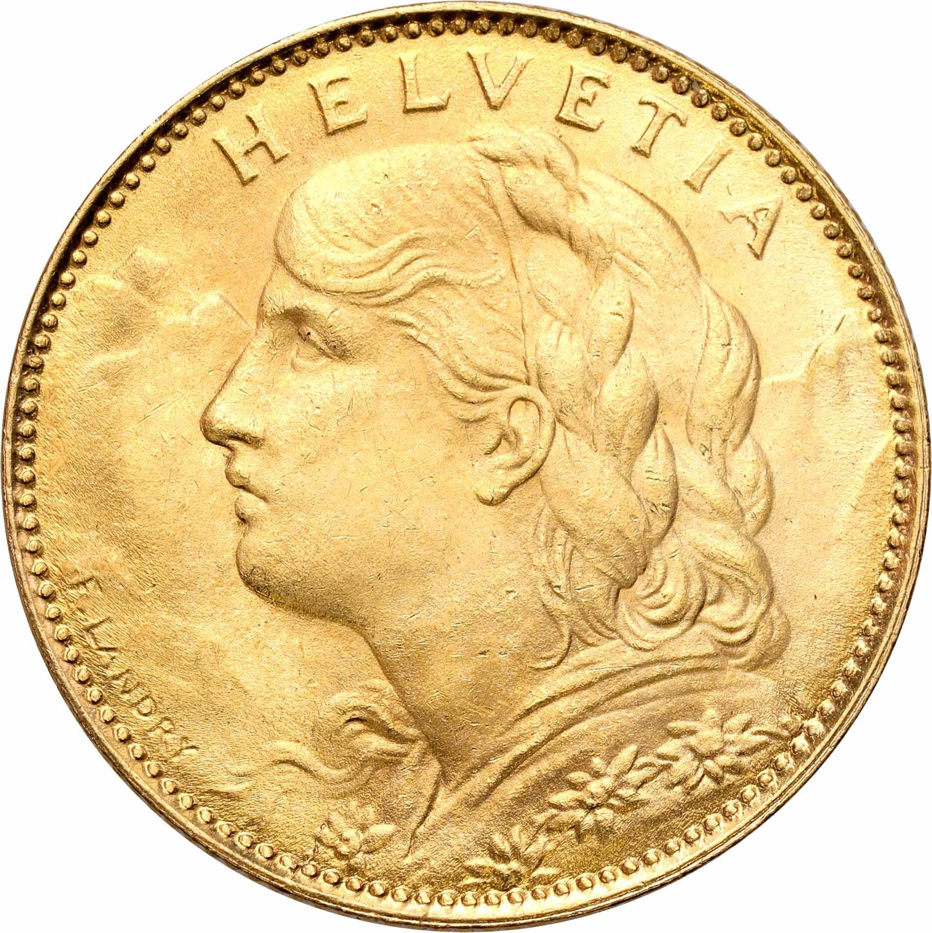 Szwajcaria. 10 franków 1922 - PIĘKNE
