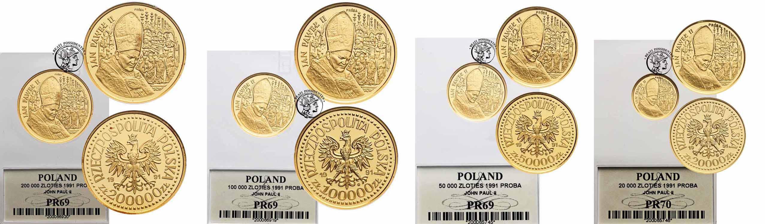 Polska Jan Paweł II Papież PRÓBA zestaw 1991 Ołtarz Au PR69-70