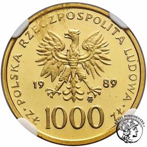 Polska 1000 złotych 1989 Papież Jan Paweł II kratka NGC PF69 ULTRA CAMEO