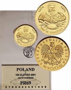 Polska III RP 100 złotych 2001 Jan III Sobieski GCN PR69