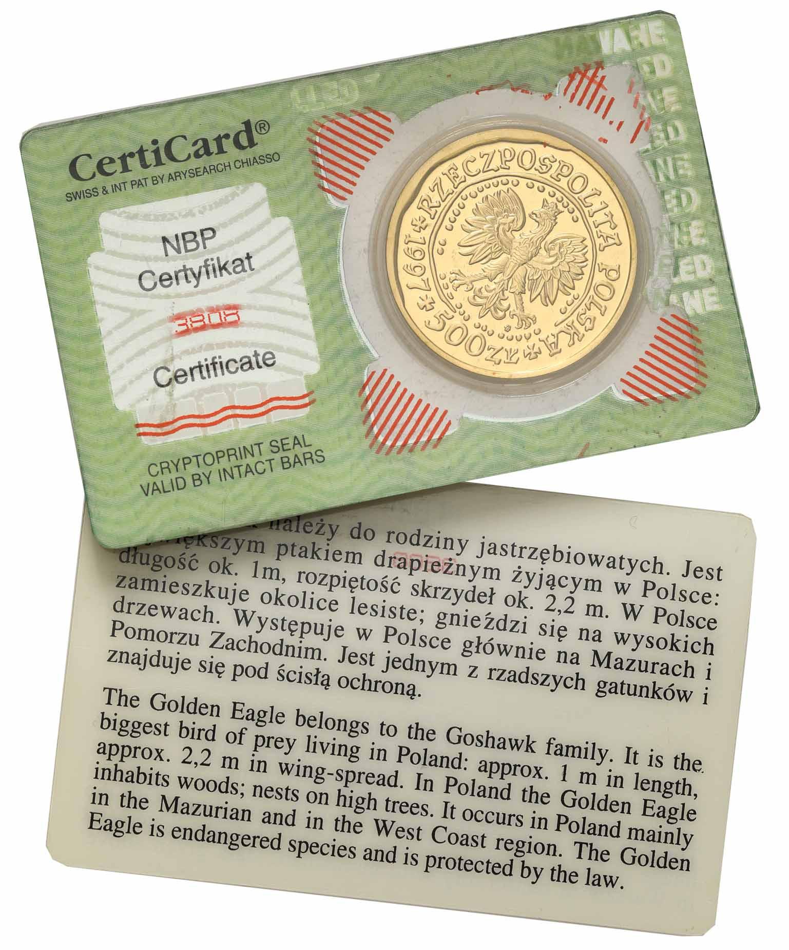 Polska. Złote 500 złotych 1997 Orzeł Bielik - 1 uncja złota
