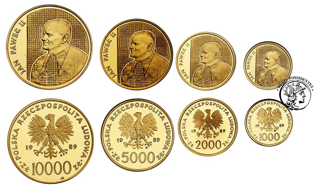Polska Jan Paweł II set Papieski 10tys+5tys+2tys+1tys 1989 Kratka st. L/L-