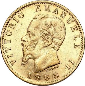 Włochy. Emanuel II 20 Lirów 1868