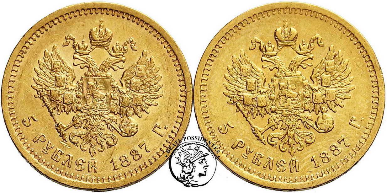 Rosja Aleksander III 5 Rubli 1887 st.2/2+