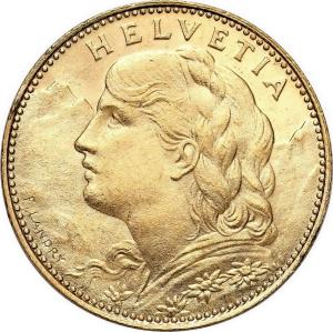 Szwajcaria. 10 franków 1922 - PIĘKNE