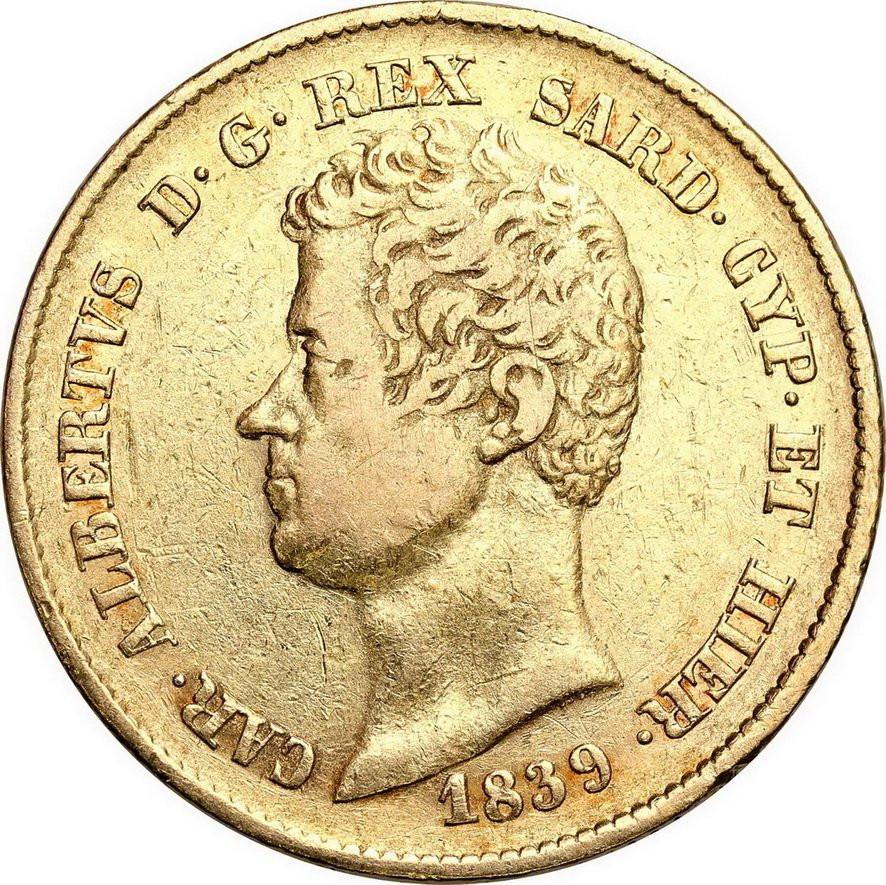 Włochy. Sardynia 20 Lirów 1839 Orzeł