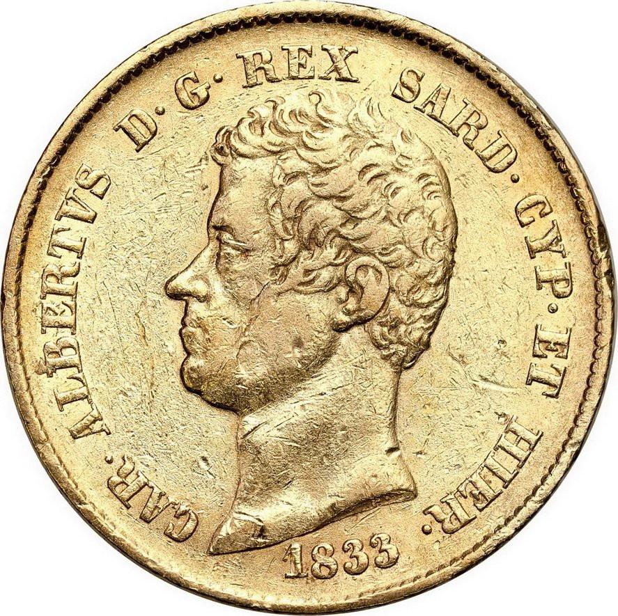 Włochy. Sardynia 20 Lirów 1833 Orzeł