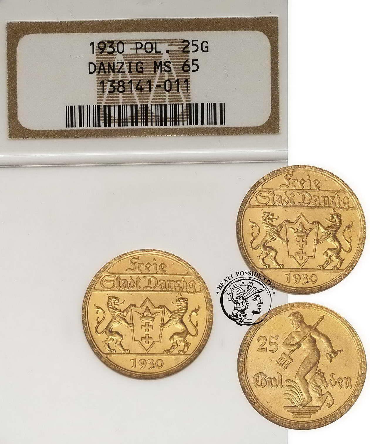 Wolne Miasto Gdańsk 25 Guldenów 1930 NGC MS65
