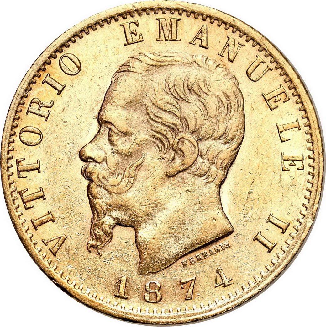 Włochy. Emanuel II 20 Lirów 1874