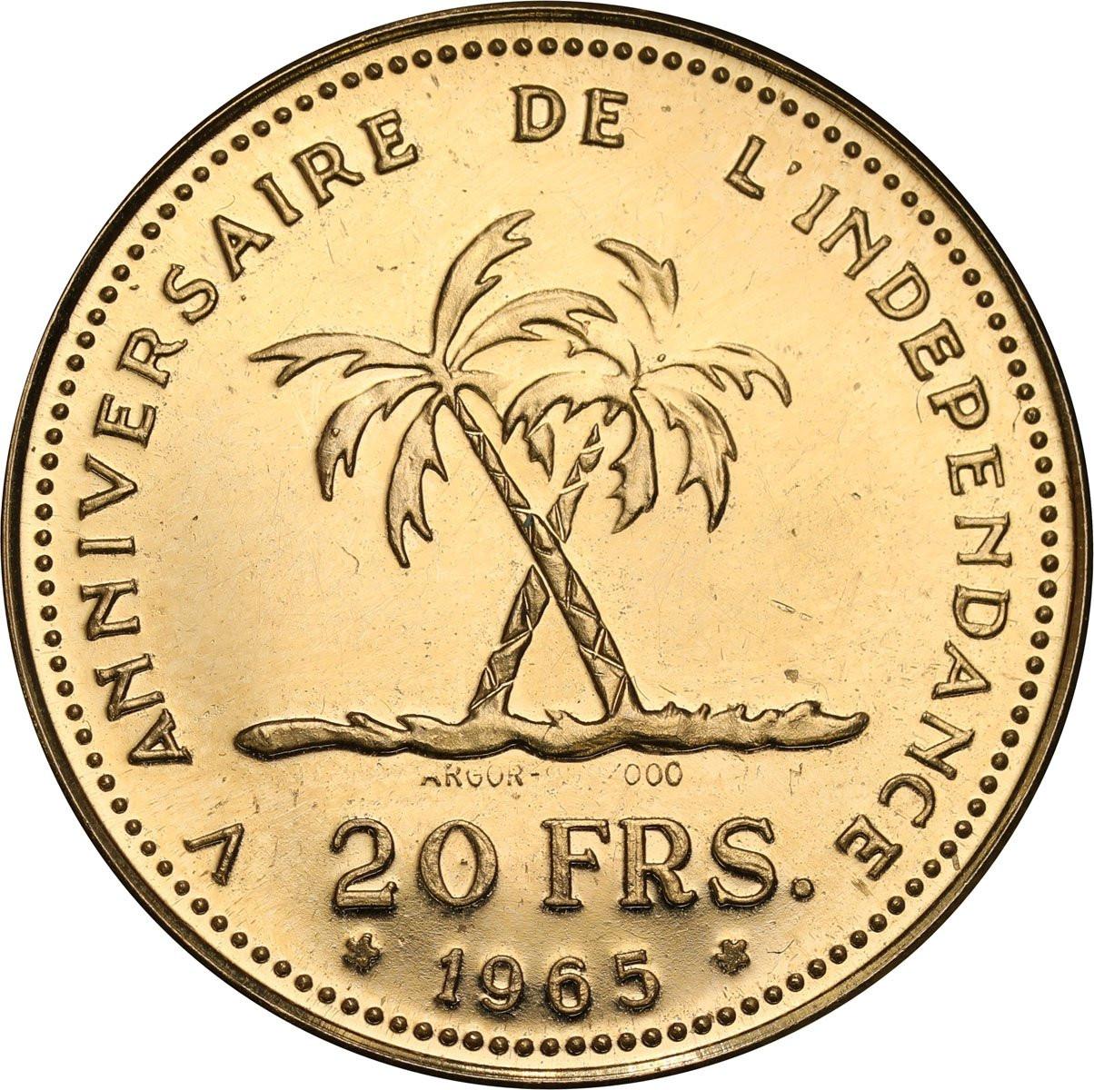 Kongo. 20 franków 1965 - 5 rocznica odzyskania niepodległości - NISKI NAKŁAD!