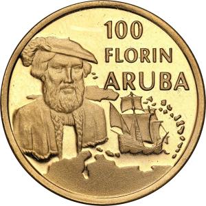 Aruba. 100 florenów 1999 - 500. rocznica odkrycia Aruby