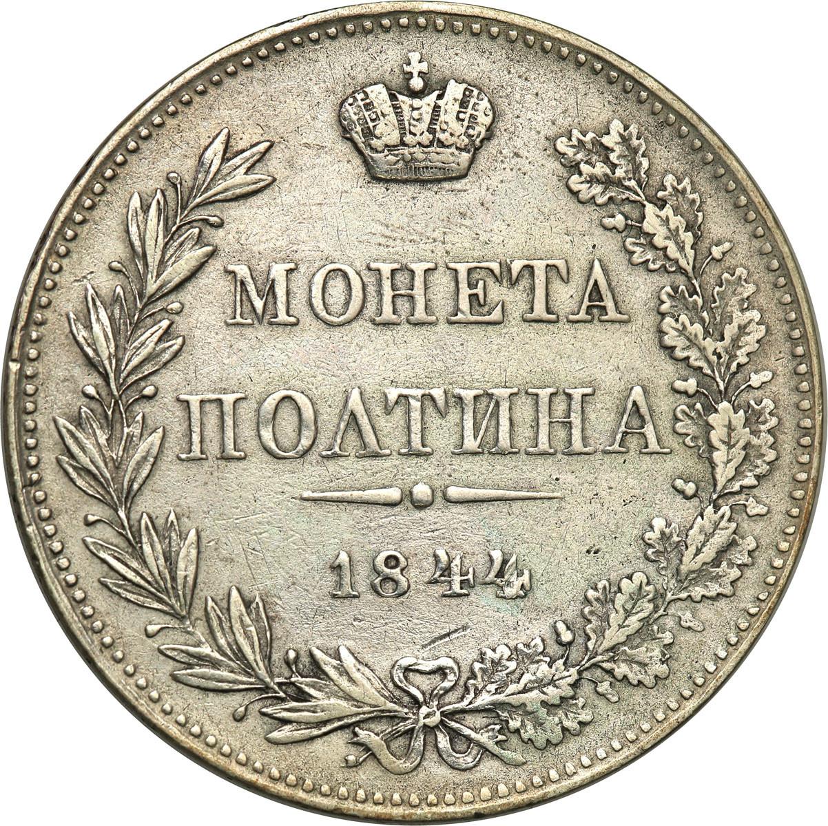Polska Mikołaj I 1/2 Rubla 1844 MW Bitkin -R1- st.3