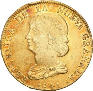 Kolumbia. Nueva Granada 16 Pesos 1841 VU, Popayan